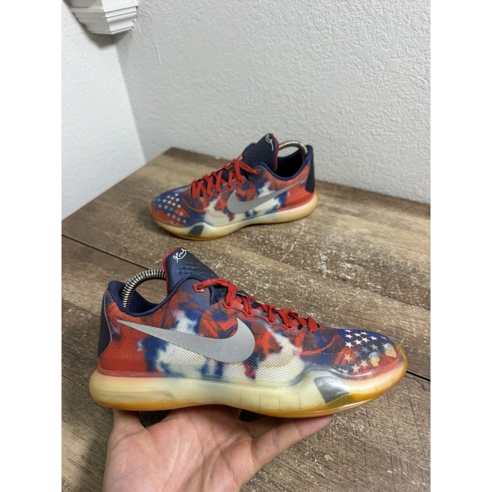 Nike Kobe 10 X American Flag Red White Blue USA Kids Boys Shoes 5.5Y 726067-604